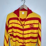 Adidas Carlo Gruber Womens Red Yellow Striped Full-Zip Knit Sweater Large Photo 2