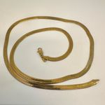 KR gold tone long herringbone vintage necklace Photo 3