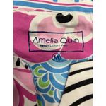 Amelia Quin Resort Luxury Wear Cotton Dress Size M White‎ Blue Pink Orange Pleat Size M Photo 3