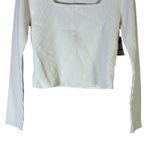 NWT And Now This Women's White Ribbed Square Neck Long Sleeve Crop Sweater Top Size XL Photo 2