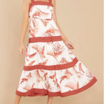 By The River Women's Medium Midi Dress Sleeveless Tropical Print Casual White Photo 0