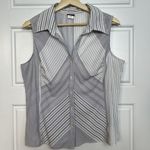 Tangents Y2K. Tangents Early 2000’s Y2K Striped Collared Tank Top Black & White V-Neck Size XL Photo 0