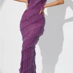 Oh Polly Embellished Strapless Ruffle Maxi Dress in Plum Photo 1