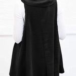 Boutique Open Front Dark Charcoal Gray Sleeveless Pullover Sweater Vest M Photo 1