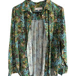 Loft  size medium green floral print long-sleeve button-down shirt Photo 0