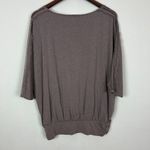 Garnet Hill Top Womens Large Taupe Dolman Lace Sleeve Organic Cotton Tencel L Photo 6