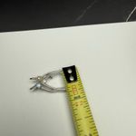 Vintage Double Wishbone Brooch Pin Silver Tone Blue Rhinestone Faux Pearl Lucky Photo 8