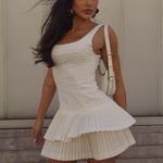 ZARA  mini dress casual off white ivory pleated skirt bodycon casual party  Photo 3