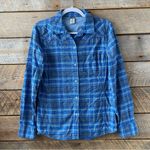 Stio Flannel Shirt Womens Size Med Blue Plaid Long Sleeve Dovetail Cabin Outdoor Photo 1