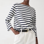 J.Crew NWT  Classic Mariner Cloth Boatneck T-shirt Stripe Ivory Navy Photo 0