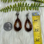Vintage Brown foiled copper tone Teardrop Earrings Photo 3
