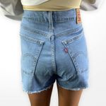 Levi's Light Wash High Rise Cut Off Denim Mom Shorts Photo 2