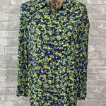 ZARA Blue And Yellow Floral Button Down Shirt Photo 0