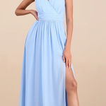 Lulus Thoughts Of Hue Light Blue Surplice Maxi Dress Size S Photo 0