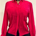 Jones New York Candy Apple Red Light Blouse Hidden Buttons. 1 Pocket & Pleated On One Side.Sz 8 Photo 0