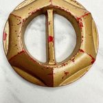 Vintage Plastic Metallic Scarf Slide Shirt Tie Bar Belt Buckle Gold Photo 3