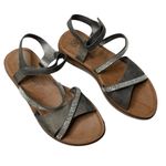 Harborsides Womens Inaya Metallic Strappy Rhinestone Flat Sandals 10 M Silver Photo 0