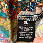 MSK Multicolor Mixed Print Shift Dress Midi Length Long Sleeve XL Blue Photo 6