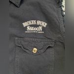 Vintage Y2K Broken Spoke Saloon biker sleeveless tie up shirt, size large Black Photo 2