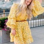 Happy X Nature By Kate Hudson Dress Ditsy Meadow Mini Floral Ruffle Yellow Sz M Size M Photo 0