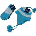 Berkshire Fashions Sonoma Womens Hat Mittens Wool Blend Tassel Teal Gray Vtg Photo 0