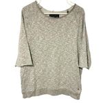 All Saints Size Large Grey Wide Neck Short Sleeve Cutoff Cotton Sweatshirt Photo 0