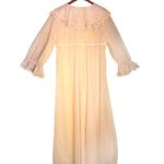 VTG 70s Sunset Ombre Sheer Mesh Ruffle Long Sleeve Lace Trim Duster Robe Multiple Size M Photo 1