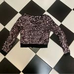 Betsey Johnson Vintage Y2K  Sequin Cardigan Sweater Black Pink-Silver Cropped Med Photo 4