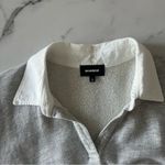 Monrow Poplin Mix polo Sweatshirt tennis academia white heather gray Sz Small Photo 6