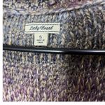 Lucky Brand Cardigan Sweater Duster Open Front Knit Fringe Trim Purple Gray S Photo 4