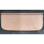 Michael Kors  Black Patent Leather Purse Shoulder Bag Tan Strap Logo Charm READ Photo 10