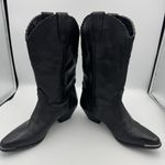 Vintage ACME Women's Dress Western Side Fringe Star Boots Size 6 Black Leather Photo 5