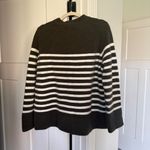 Tuckernuck Evergreen and Ivory Stripe Bonnie Sweater Button Sides Crewneck Photo 6