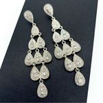 Silver Rhinestone Drop Earrings Formal Bridal Old Hollywood Glam Gray Photo 0