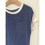 Evaless T Shirt Dress Womens Size M Blue White Ribbed Knit Relaxed Fit Stretch Size M Photo 2