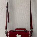 Tsawes Red White Heart Stitched Open Front Mini Messenger Style Bag Photo 0