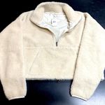Good American NWT Half Zip Sherpa Essentials-Lined Luxe Pullover Kangaroo Pocket Photo 4