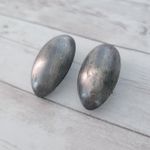 Vintage Clip On Earrings Extra Large Chunky Gray 3D Statement Photo 1