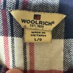 Woolrich  Women’s Large Plaid Flannel Shirt Navy Red White Button Up Long Sleeve Photo 9