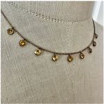 Italian .925 Sterling Silver Station Necklace w/ Golden Gemstones (Citrine or Ye Photo 4