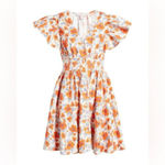 Chelsea28  Ruffle Sleeve Button-Up Linen Blend Dress in Ivory Lenora Floral Photo 1