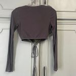 White Fox Boutique White Fox Ribbed Long Sleeve Cropped Top Waist Tie Size Medium Photo 4