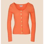 FRNCH NWT Paris Women's Orange Cardigan Sweater Medium Long Sleeve Casual Photo 3