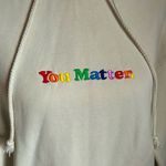 You Matter Embroidered Unisex Solid Eggshell Pullover Sweatshirt Hoodie White Size M Photo 2