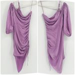 Cinq à Sept Cinq a Sept Womens Lilac‎ Silk Blend One Shoulder Ruched Nikita Cocktail Dress 4 Photo 3