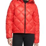 Kenneth Cole Cire Short Exposed Zip Hooded Puffer Jacket in Red NWT, $175 Retail Photo 0