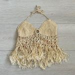 Handmade Brazilian Crochet Fringe Top Gold Photo 1