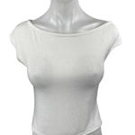 Edikted Women's White Short Sleeve Boat Neck Cropped T Shirt Tee Top Size M Photo 0