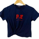 P.E‎ Nation Dark Blue Cropped Short Sleeve T Photo 0