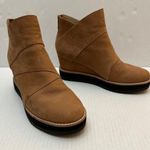 Eileen Fisher 7.5 Clapton Boots Brown Leather Wedge Bootie Back Zip $280 MSRP Photo 1